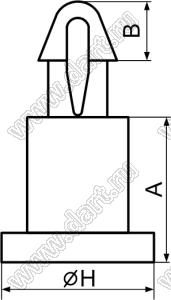 MA-1.8 фиксатор платы с защелкой в плату; A=1,8мм; B=1,9мм; E=1,6мм; H=4,2мм; dп=2,0мм; нейлон-66 (UL); натуральный