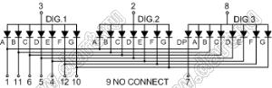 BJ30801IY индикатор светодиодный; 0.8"; 3-разр.; 7-сегм.; желтый; общий анод