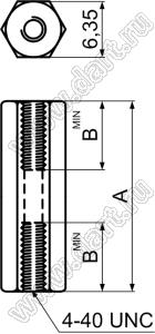 HP44L-22 cтойка шестигранная с внутренними резьбами 4-40 UNC; нейлон-66 (UL); натуральный; A=22,2мм; B=9,0мм