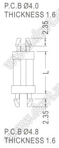 MSPK45-9.5 фиксатор платы с двумя защелками; A=9,5мм; dп=4,0мм; s=1,6мм; d отв.=4,8мм; t=1,6мм; нейлон-66 (UL); натуральный