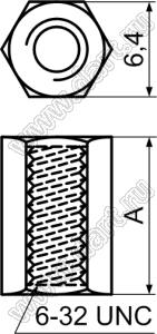 HP632-25.4 cтойка шестигранная с внутренней резьбой 6-32 UNC; нейлон-66 (UL); натуральный; A=25,4мм