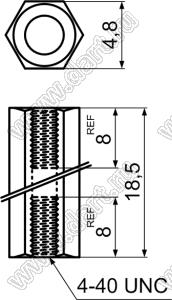 HP440-18 cтойка шестигранная с внутренними резьбами 4-40 UNC; нейлон-66 (UL); натуральный