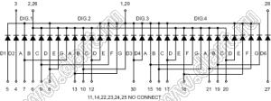 BJ40902JG индикатор светодиодный; 0.9"; 3+6/7-разр.; 7-сегм.; желто-зеленый; общий катод