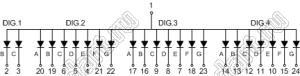 BJ3461JG индикатор светодиодный; 0.36"; 4-разр.; 7-сегм.; желто-зеленый; общий анод