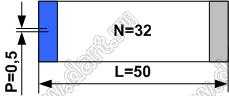 BLFPC P0,5 32PIN 50mm REV шлейф плоский сверхтонкий FFC/FPC; 32; длина 50мм; контакты на разных поверхностях