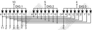 BJ30802IB индикатор светодиодный; 0.8"; 3-разр.; 7-сегм.; синий; общий анод