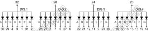 BJ3461LB индикатор светодиодный; 0.36"; 4-разр.; 7-сегм.; синий; общий анод