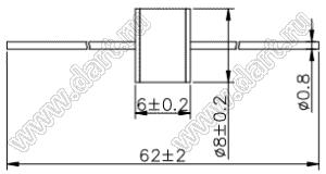 UN2E8-250ML разрядник газовый; Uпр=250V±20%В; Iимп.=10kAА (±5times)