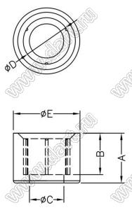 U-27 распорка межплатная; A=4,5мм; B=3,75мм; C=3,1мм; D=4,2мм; E=6,0мм; нейлон-66; натуральный