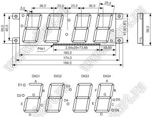 BJ41801GW индикатор светодиодный; 1.8"; 3+6/7-разр.; 7-сегм.; белый; общий анод