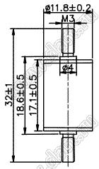 UN2HA-500PL разрядник газовый; Uпр=500V±20%; Iимп.ном.=40kA (±5times); Iимп.макс.=50kA (±5times)