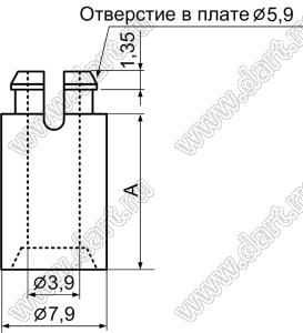 SS3.5-12.7 фиксатор платы с защелкой и отверстием d=3.9 мм; A=12,7мм; dп=5,9мм; s=1,8мм; нейлон-66 (UL); натуральный