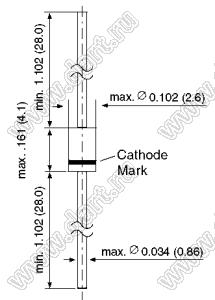 SF11 диод сверхбыстродействующий; DO-41; VRRM=50В; IFM=1А; TRR=35нс