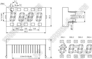 BJ3482BE индикатор светодиодный; 0.38"; 4-разр.; 7-сегм.; оранжевый; общий анод