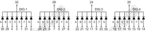 BJ3461KB индикатор светодиодный; 0.36"; 4-разр.; 7-сегм.; синий; общий катод