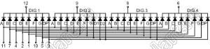 BJ2481EY индикатор светодиодный; 0.28"; 4-разр.; 7-сегм.; желтый; общий катод