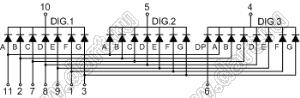 BJ30802LE индикатор светодиодный; 0.8"; 3-разр.; 7-сегм.; оранжевый; общий катод