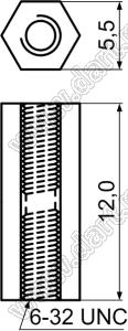 HPS632-12 cтойка шестигранная с внутренней резьбой 6-32 UNC; полиоксиметилен (POM); натуральный