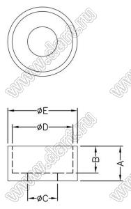 UT-14 распорка межплатная; A=3,5мм; B=2,7мм; C=3,0мм; D=6,1мм; E=7,0мм; нейлон-66 (UL); натуральный