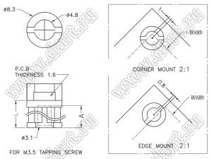 TCEH-12.7 фиксатор платы; нейлон-66 (UL); натуральный; L=12,7мм; L1=7,9мм