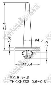 MCFC-2508 фиксатор платы с защелкой в плату; поликарбонат PC (UL); белый