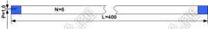 BLFPC P1,0 6PIN 400mm шлейф плоский, шаг 1,0мм 6 жил длина 400мм, контакты на одной поверхности