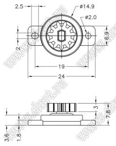 DP018A шестерня тормоза приборной дверцы; диам.=8,8мм; 11зуб.; пластик ABS