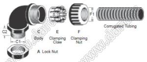 N-MGN16-E-13-ST-SG угловой фитинг для гофрированной трубы; резьба M16x1,5; серебристо-серый