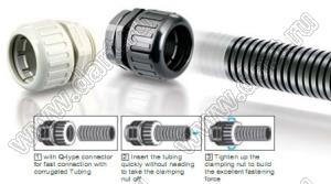 N-MGN63-60-SG фитинг для пластиковой гофрированной трубы; резьба M63x1,5 удлиненная; серебристо-серый