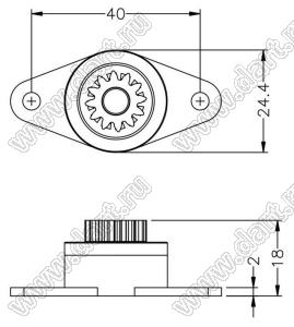 DP010A шестерня тормоза приборной дверцы; пластик ABS; диам.=12,0мм; 12зуб.