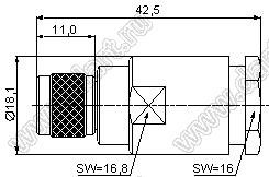 JC3.650.500 (MiniUHF-J7D) разъем ВЧ для гибкого кабеля