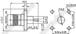 JC3.660.425 (SMA-50KFD-4С) разъем ВЧ 50 Ом микрополосковый