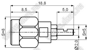JC3.650.251 (SMA-C-J0.9) разъем ВЧ 50 Ом для гибкого кабеля