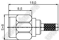 JC3.650.237 (RP-SMA-C-TK1.5) разъем ВЧ реверсивной полярности