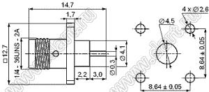 JC3.660.229 (SMA-50KFD-14) разъем ВЧ 50 Ом микрополосковый