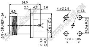 JC3.660.346 (N-50KFD-15) разъем ВЧ микрополосковый