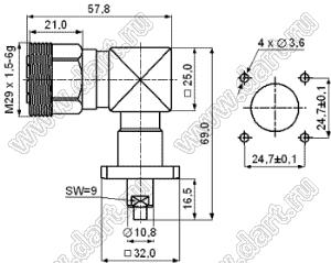 JC3.660.294 (7/16-KWF-3) разъем ВЧ для полужесткого кабеля