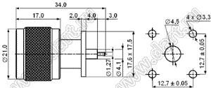 JC3.650.096 (N-JFD-3) разъем ВЧ микрополосковый