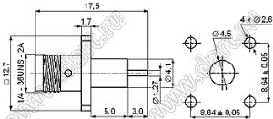 JC3.660.253 (SMA-50KFD-26) разъем ВЧ 50 Ом микрополосковый