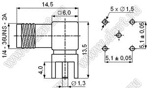 JC3.660.437 (SMA-50KWE-3, Molex 73100-0114) разъем ВЧ 50 Ом на плату угловой