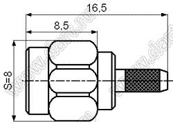 JC3.650.238 (SMA-C-J1.5-3, SMA 3300-9085) разъем ВЧ 50 Ом для гибкого кабеля
