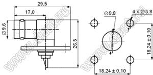 JC3.660.004 (BNC-50KWF) разъем ВЧ 50 Ом фланцево-монтажный угловой