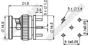 JC3.650.294 (BNC-JE-3) разъем ВЧ 50 Ом на плату