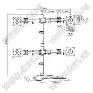 LDT07-T048 кронштейн на 4 монитора