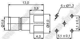 JC3.660.028 (SMB-75ZJE) разъем ВЧ 75 Ом на плату