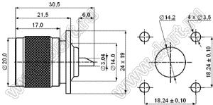 JC3.650.120 (N-50JF) разъем ВЧ фланцево-монтажный