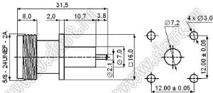 JC3.660.203 (N-KFD-C) разъем ВЧ микрополосковый