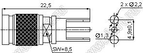 JC3.650.190 (CC4-75JE) 75 Ohm разъем ВЧ на плату