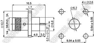 JC3.660.048-1 (SMA-50KFD-4-1) разъем ВЧ 50 Ом микрополосковый