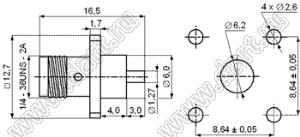 JC3.660.048-2 (SMA-50KFD-4-2) разъем ВЧ 50 Ом микрополосковый